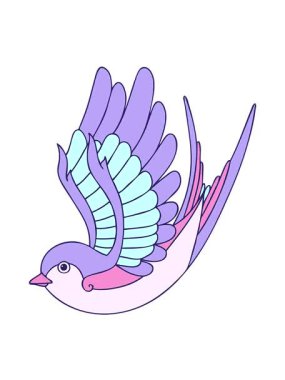 Dövmenin hareketli animasyonunu klasik bir kırlangıç stilinde salla