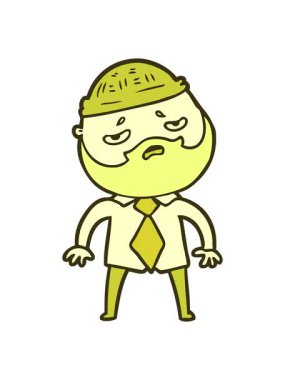 Çizgi film karakteri sakallı endişeli adamın rengini değiştiriyor.