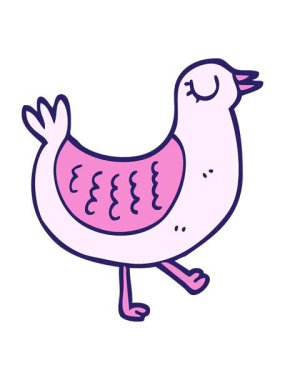 El çizimi çizgi film kuşunun parlak ışık efekti