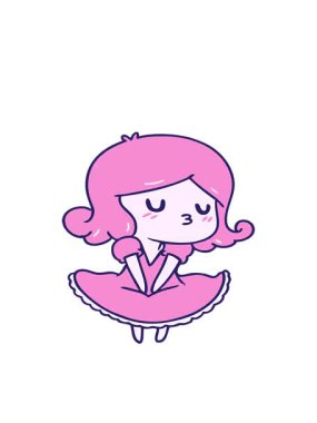 Şirin Kawaii kızının serbest çizim hareketli animasyonu