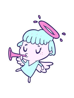 Tatlı çizgi film meleğinin hareketli animasyonu