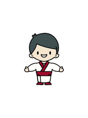 Geleneksel giyinmiş kollarını açmış Japon adamın yıldız patlaması etkisi animasyonu.