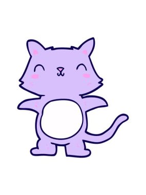 Eğlenceli bir çizgi film kedi çiziminin neon ışık efekti canlandırması