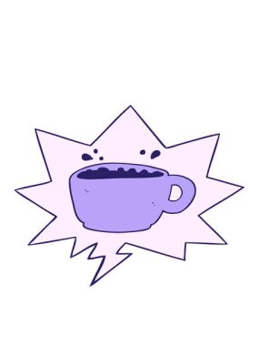 Konuşma baloncuklu kahve fincanının hareketli animasyonu