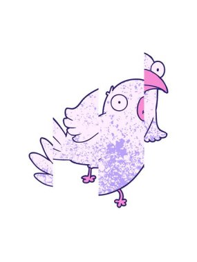 Neon renkli bir kuşun çizgi filminin bölünen hareketi