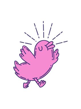 Geleneksel dövme stili mutlu kuşun hareketli canlandırması