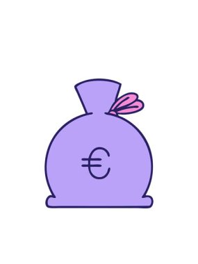 Yanıp sönen radyal çizgiler para dolu bir çantanın çizgi filmlerinin animasyonu