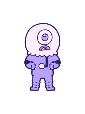 Tepegöz uzaylı uzay adamının animasyonunu salla ve durdur.