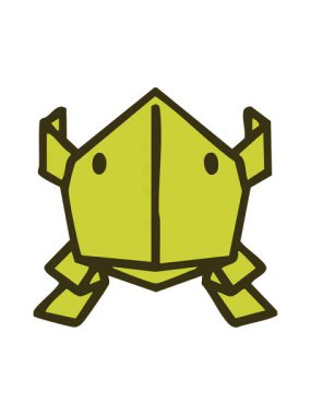 Japon katlanmış kağıt origami zıplayan kurbağanın renk animasyonu