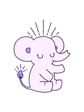 Geleneksel dövme stili şirin filin animasyonunu görüntüle