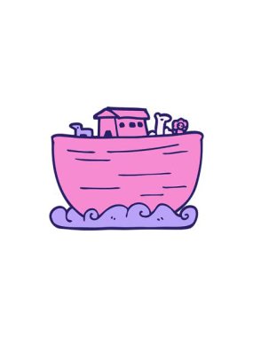 radioactive glowing animation of cartoon doodle noahs ark