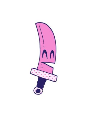 Karikatür karalamalarının titreşimli hareketi mutlu sihirli kılıç