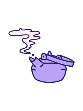 Sıcak Japon çaydanlığının hareketli animasyonu buharlı tasarımı.