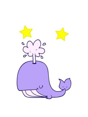 dönen yıldızlar karikatür balina çiziminin animasyonu