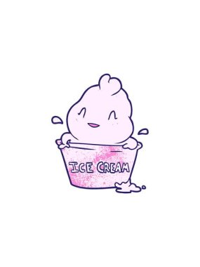 Karikatür dondurma illüstrasyonunun bölünme etkisi