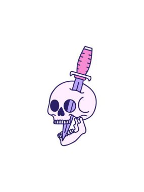 Kafatasının ikonik dövme tarzının radyoaktif parlayan animasyonu