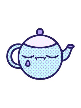 Hüzünlü bir çaydanlığın çizgi filminin hareketli animasyonu.