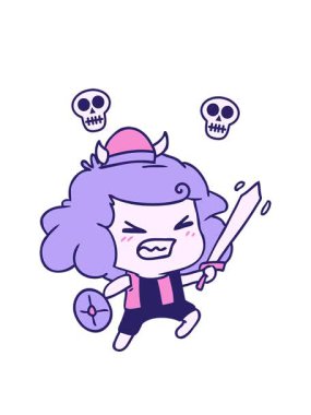 Kawaii Viking Çocuk 'un serbest çizilmiş kafatası animasyonu