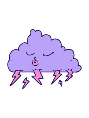 Bir gökgürültüsü bulutunun çizgi film karalamalarının animasyonunu canlandırın.