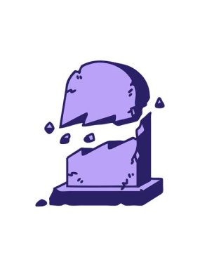 Dikkat çekici dövme animasyonu geleneksel bir şekilde kırık mezar taşı tarzında.