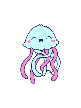 Tatlı karikatür denizanasının dönen hareketli animasyonu