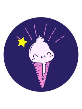 Parlayan yıldızlar dövme stili dondurma karakterinin animasyonunu etkiler.