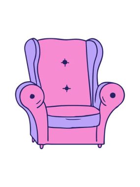 Eski bir koltuğun çizilmiş karikatür çiziminin efekt canlandırması