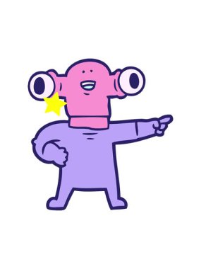 Kıvılcım saçan yıldızlar uzaylı çizgi filminin canlandırmasını etkiler.