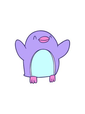 neşe içinde zıplayan penguen çizgi filminin radyoaktif ışıldayan animasyonu