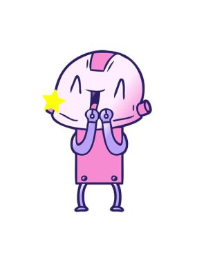 Parıldayan yıldızlar çizgi film robot karalamalarının animasyonunu etkiler.