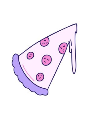 El hareketlerinin hareketli animasyonu çizilmiş tuhaf bir pizza dilimi.