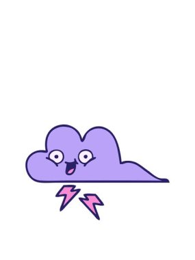 Bir fırtına bulutunun çizgi film çiziminin animasyonunu genişletiyor