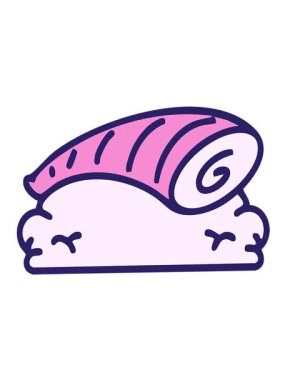 Japon nigiri suşisinin hareketli animasyonunu pirinç karikatüründe oynat.