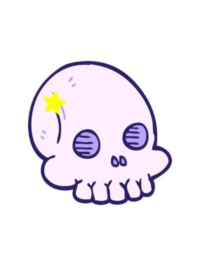 Parıldayan yıldızlar çizgi film karalamalarının, cadılar bayramı kafatasının animasyonunu etkiler.