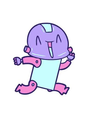 Çizgi film android çiziminin titreşimli animasyonu