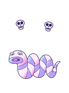 dönen kafatasları yılan çiziminin animasyonu