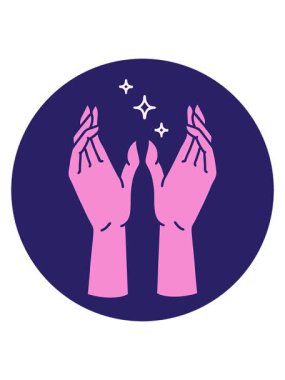 Mistik ellerin ikonik dövme imgesinin hareketli animasyonu