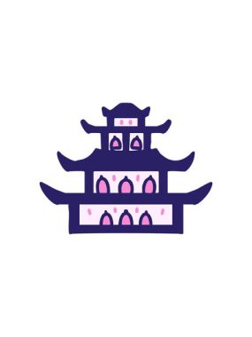 Japon sarayının basit bir karikatürünün canlandırması.