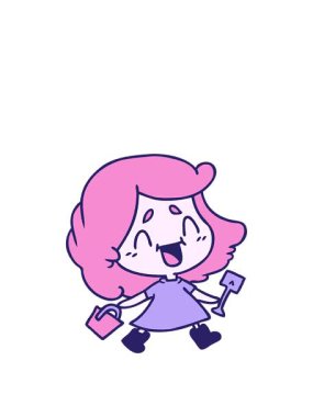 Kovası ve küreği olan tatlı kawai kızının serbest çizim animasyonunu genişletiyorum.