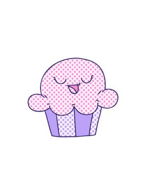 Çizgi roman tarzının radyoaktif ışıltılı animasyonu mutlu çizgi film pastası