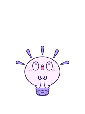 Parlayan bir elektrik ampulünün karikatürünün yükselişi ve yüzüşü