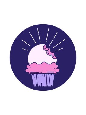 Dövmeli kek ikonunun hareketli animasyonu ve eksik ısırık izi.