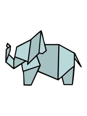 Japon katlanmış kağıt origami filinin animasyonunu durdurup duraklat