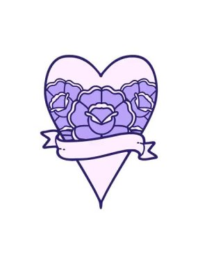 Çiçeksel kalp tasarımının canlandırma efektini pikselleştir