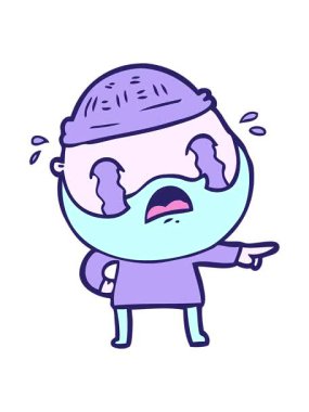 Ağlayan sakallı adamın hareketli animasyonu.