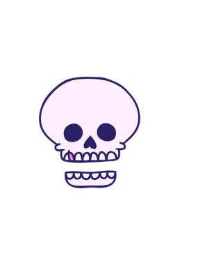 horizontally vibrating animation of hand drawn cartoon doodle of a skull head