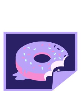 Isırılmış donut grafik vektör illüstrasyon kare etiketinin hareketli animasyonu