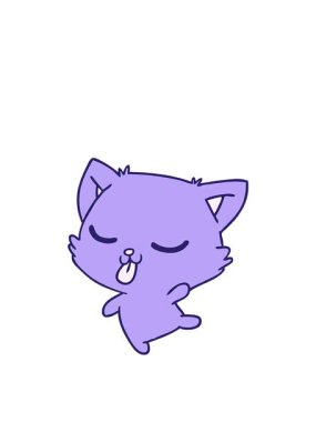 Serbest ve şirin kawaii kedi çizgi filminin zıplama hareketi animasyonu