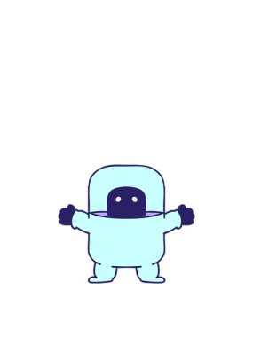 Zıplama hareketi, el çizimi, takım elbiseli bir uzaylının karalaması.