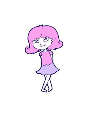 Çizgi film kahramanı zeki kızın neon ışık efekti